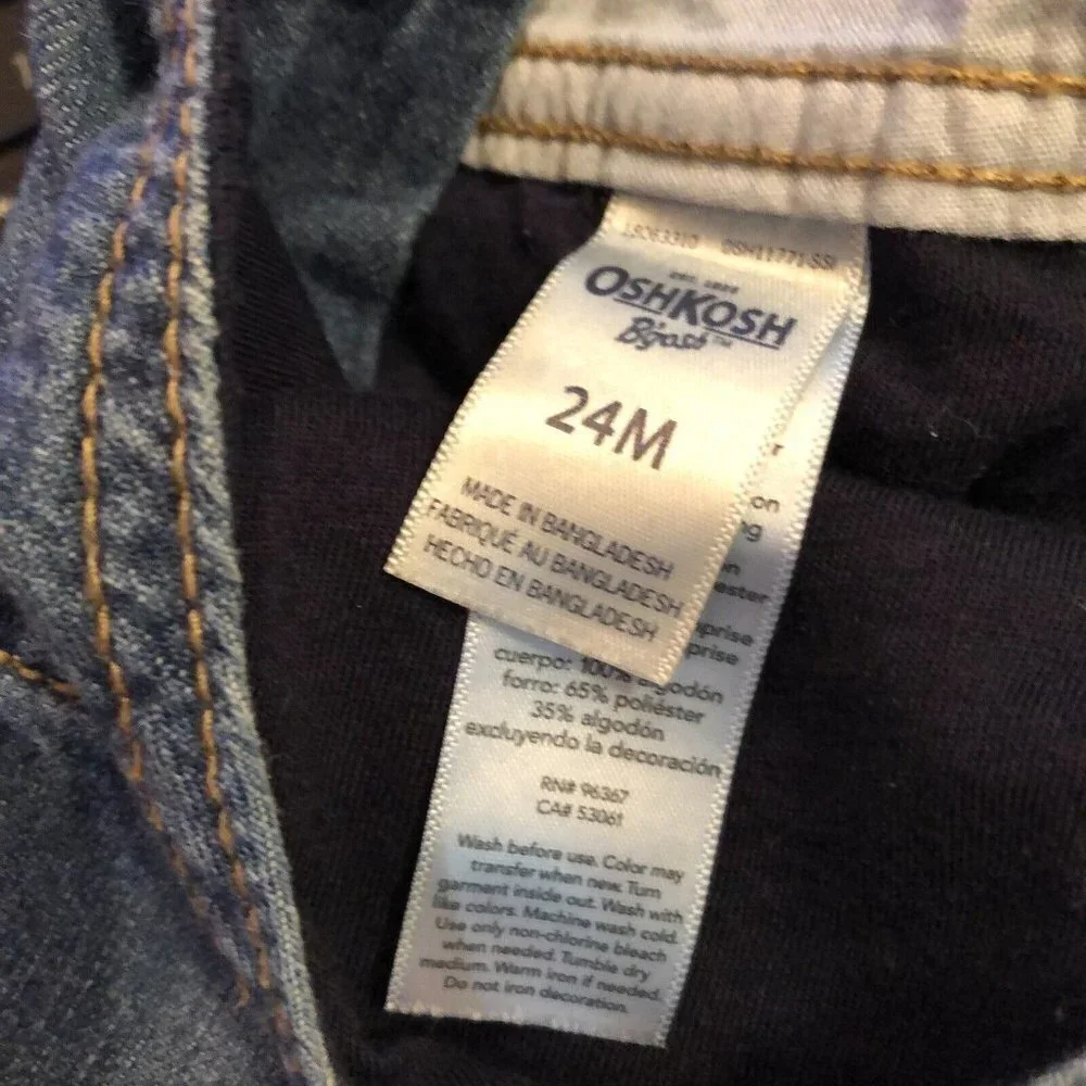 OshKosh Bgosh Toddler Size 24M 24 Months Vestbak Lined Snap Denim Overalls